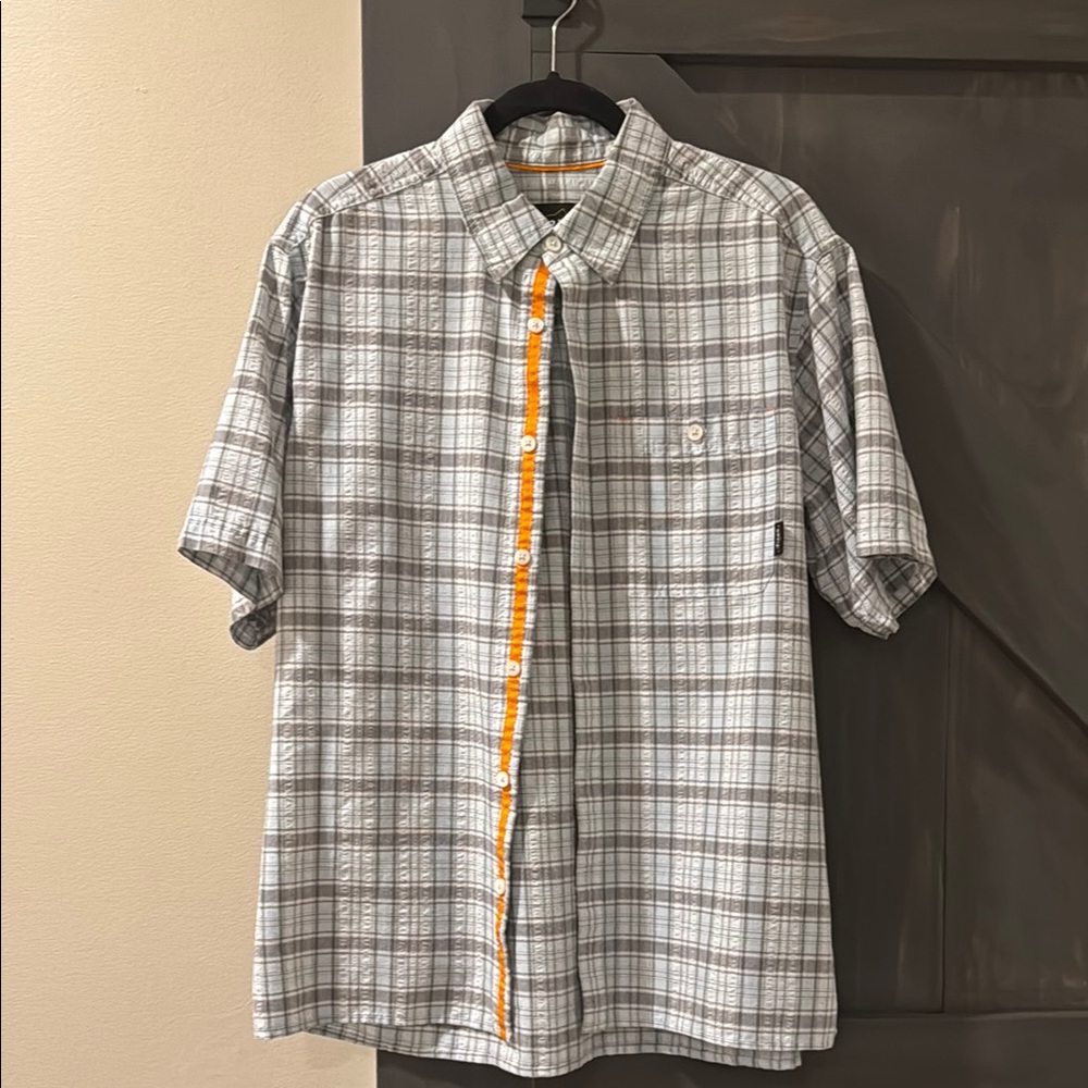 Orvis Button Down Shirt Blue and Grey size Large